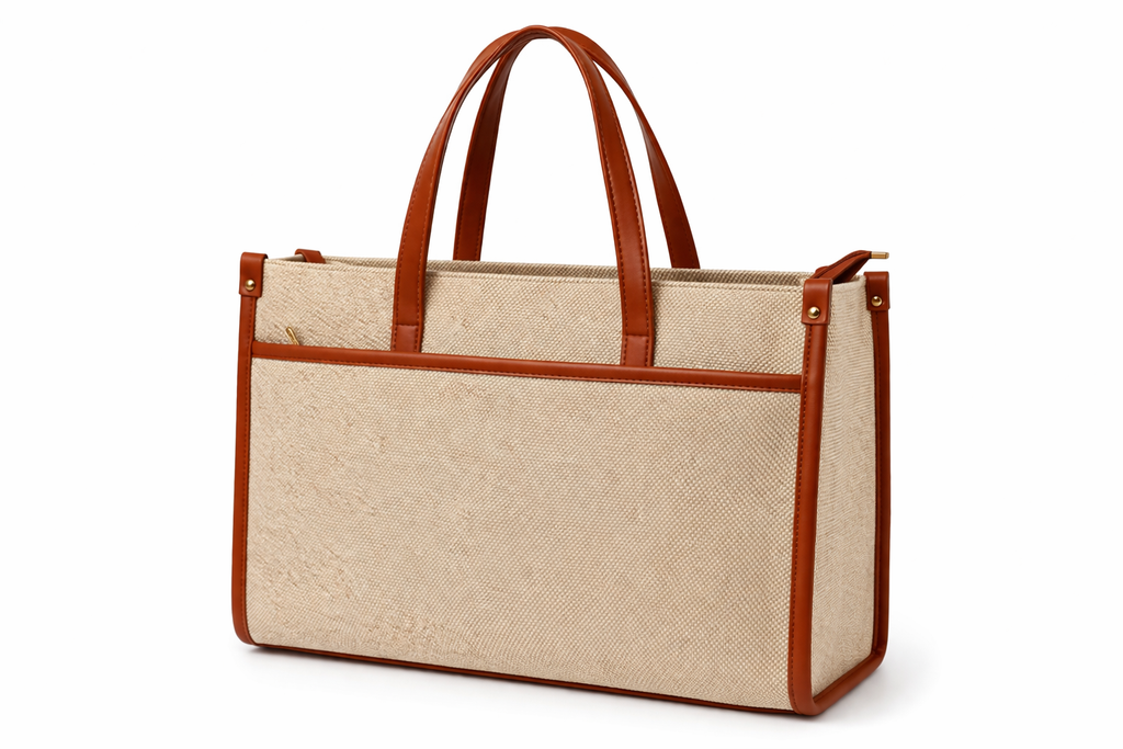 Kanelys Luxe Canvas Tote Bag with Leather Trim