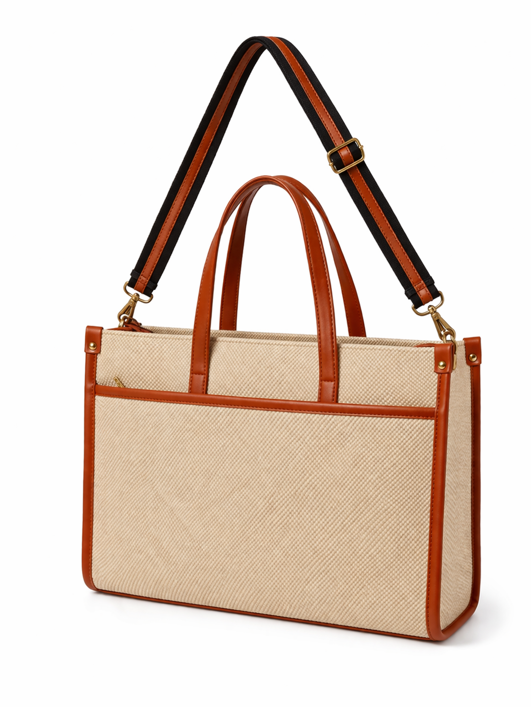 Kanelys Luxe Canvas Tote Bag with Leather Trim