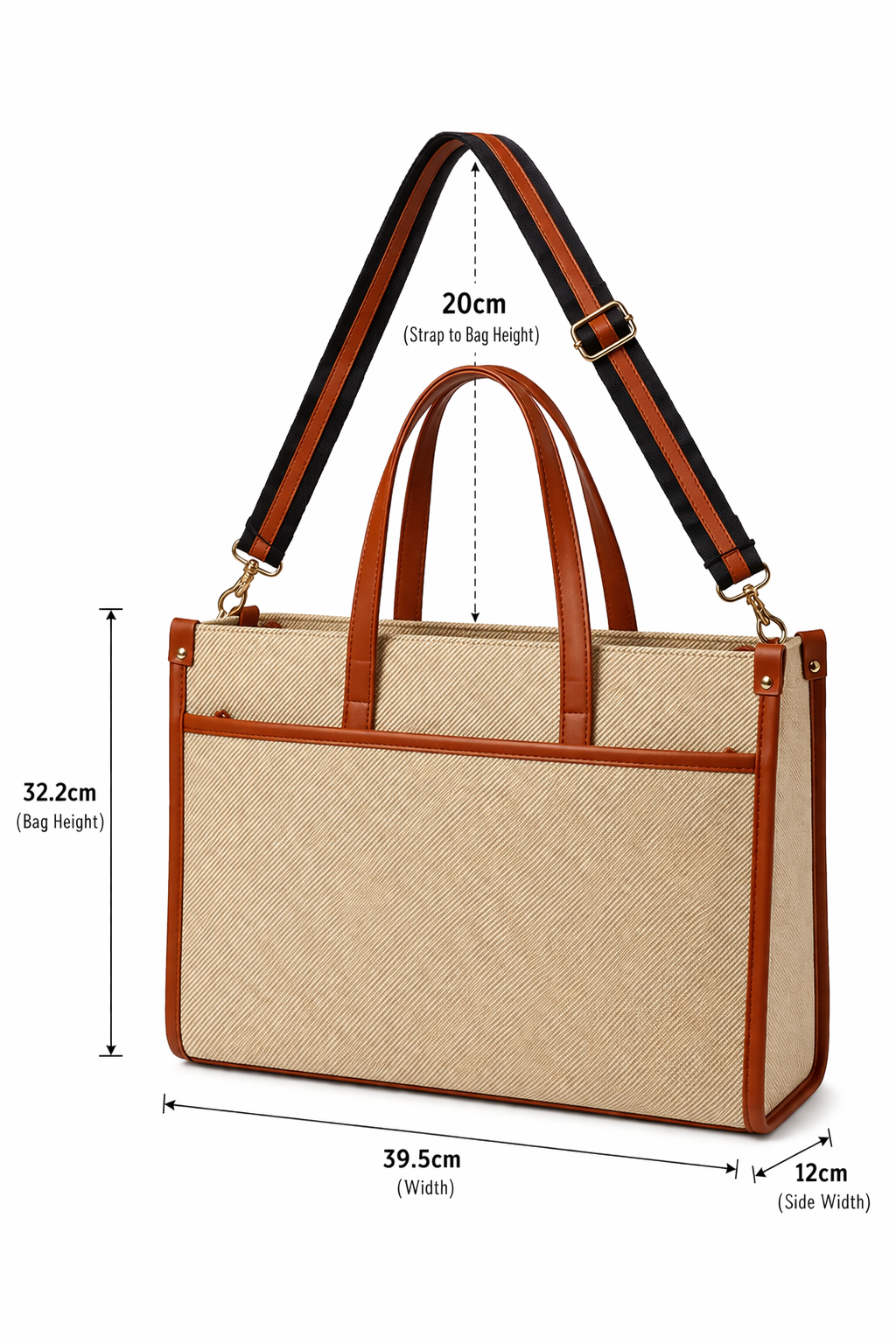 Kanelys Luxe Canvas Tote Bag with Leather Trim