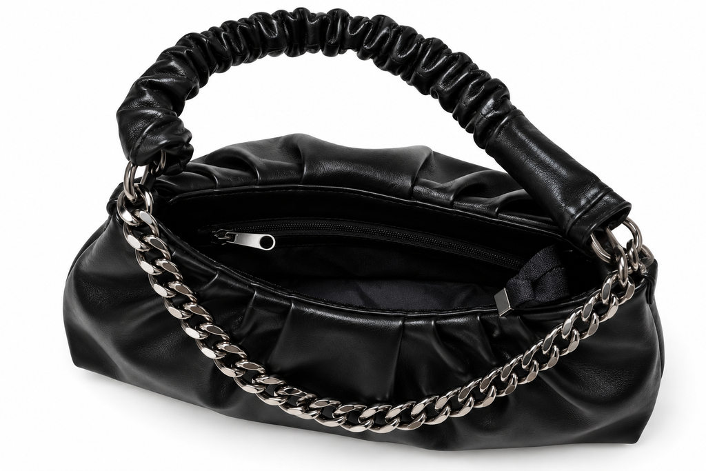 Kanelys Women Ruched Shoulder Bag | Stylish Chain Detail Handbag for Women