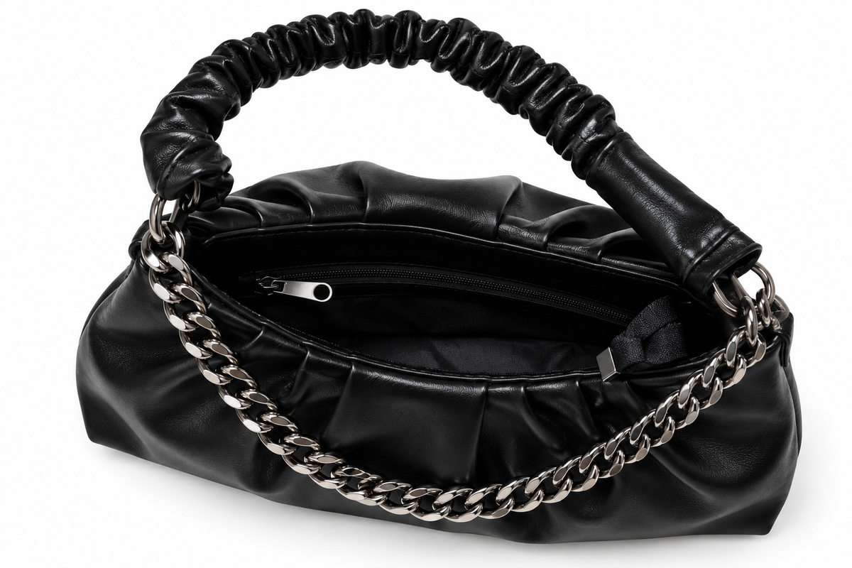 Kanelys Women Ruched Shoulder Bag | Stylish Chain Detail Handbag for Women