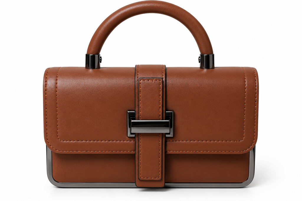 Kanelys Women Brown Satchel Bag | Structured Handbag with Detachable Printed Shoulder Strap