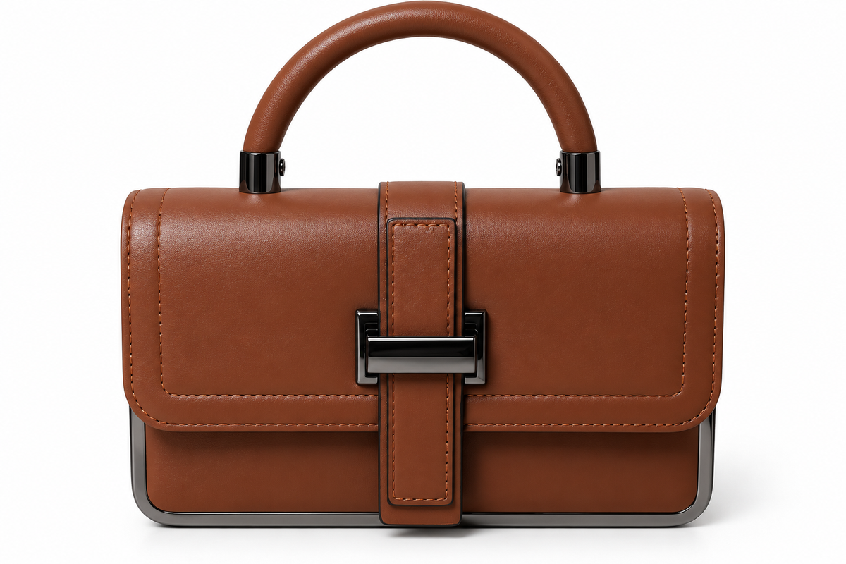 Kanelys Women Brown Satchel Bag | Structured Handbag with Detachable Printed Shoulder Strap