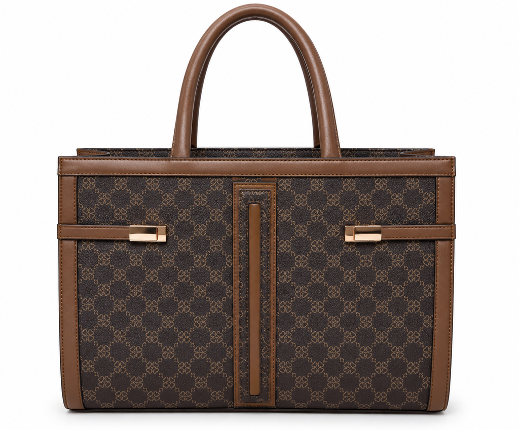 Kanelys Women Brown Tote Bag | Stylish Printed Handbag with Detachable Shoulder Strap