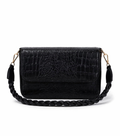 Black Croc Texture Shoulder & Sling Bag for Women | Premium Statement Handbag