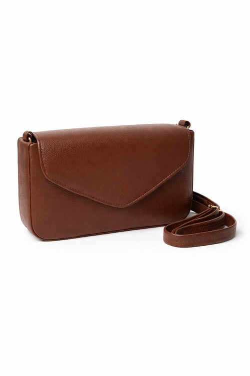 Classic Brown Envelope Sling Bag for Women | Minimal Crossbody Handbag