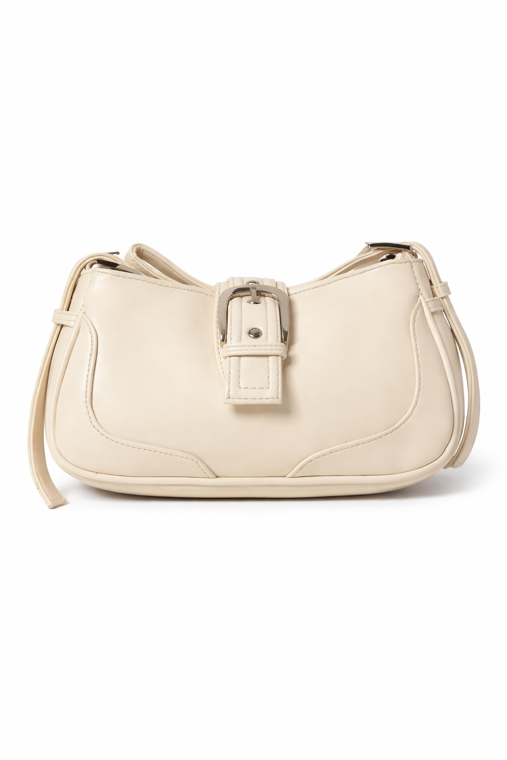 Elegant White Shoulder Bag for Women | Minimal Buckle Handbag