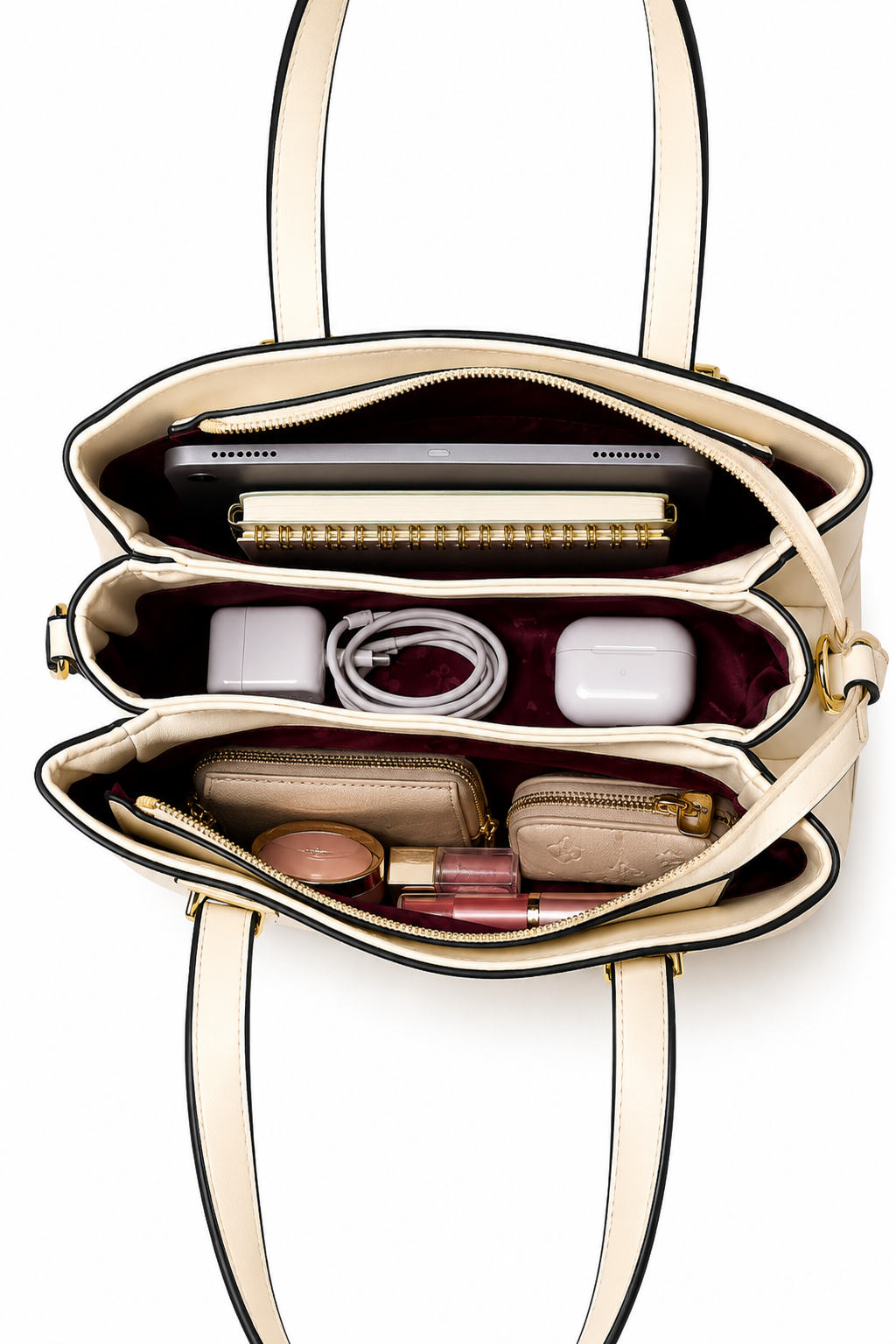 Kanelys Modern Embossed Handbag For Woman With Gold Accents