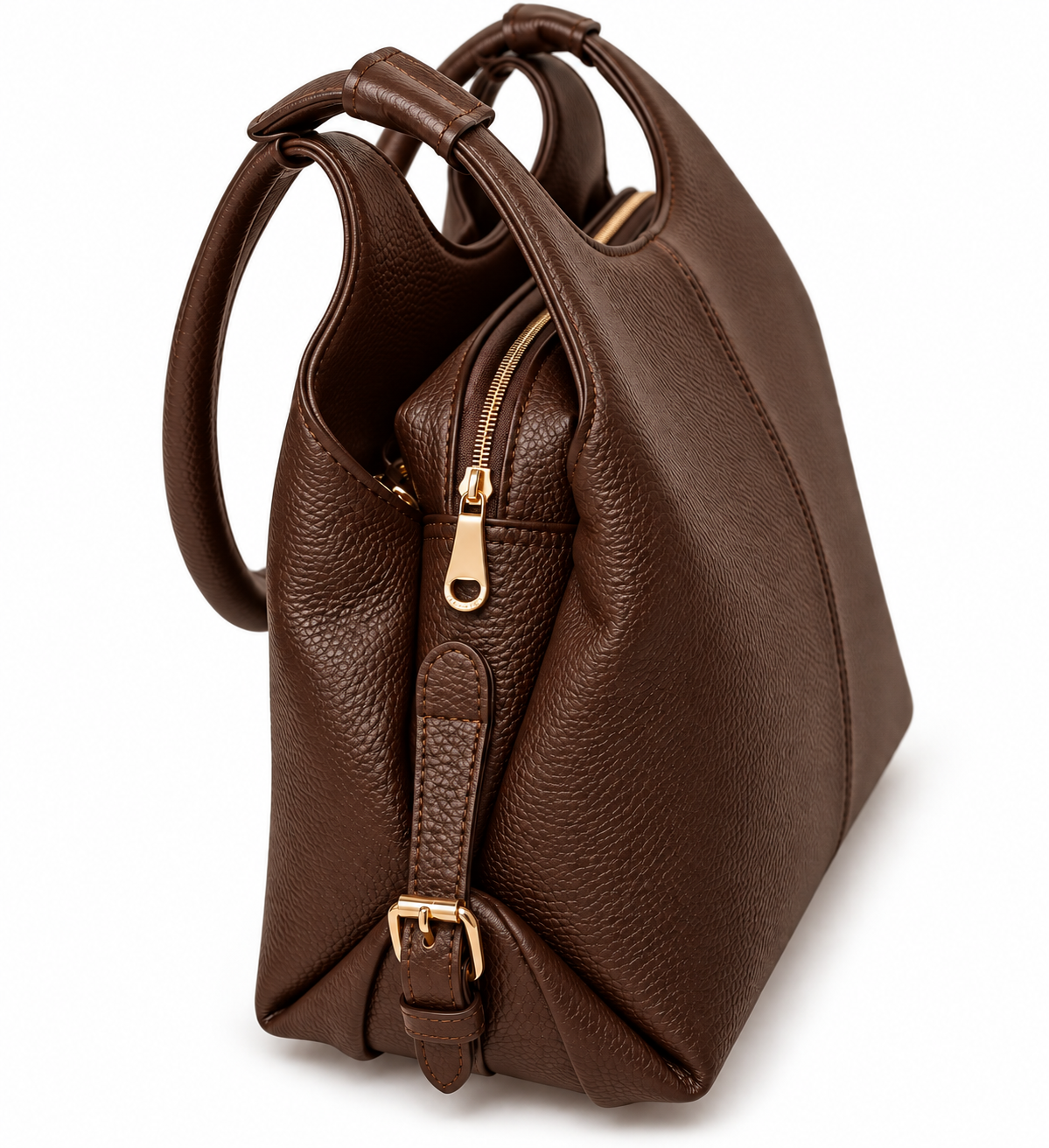 Kanelys Women Black Handbag | Premium Textured Shoulder Bag with Top Zip Closure & Gold-Tone Hardware