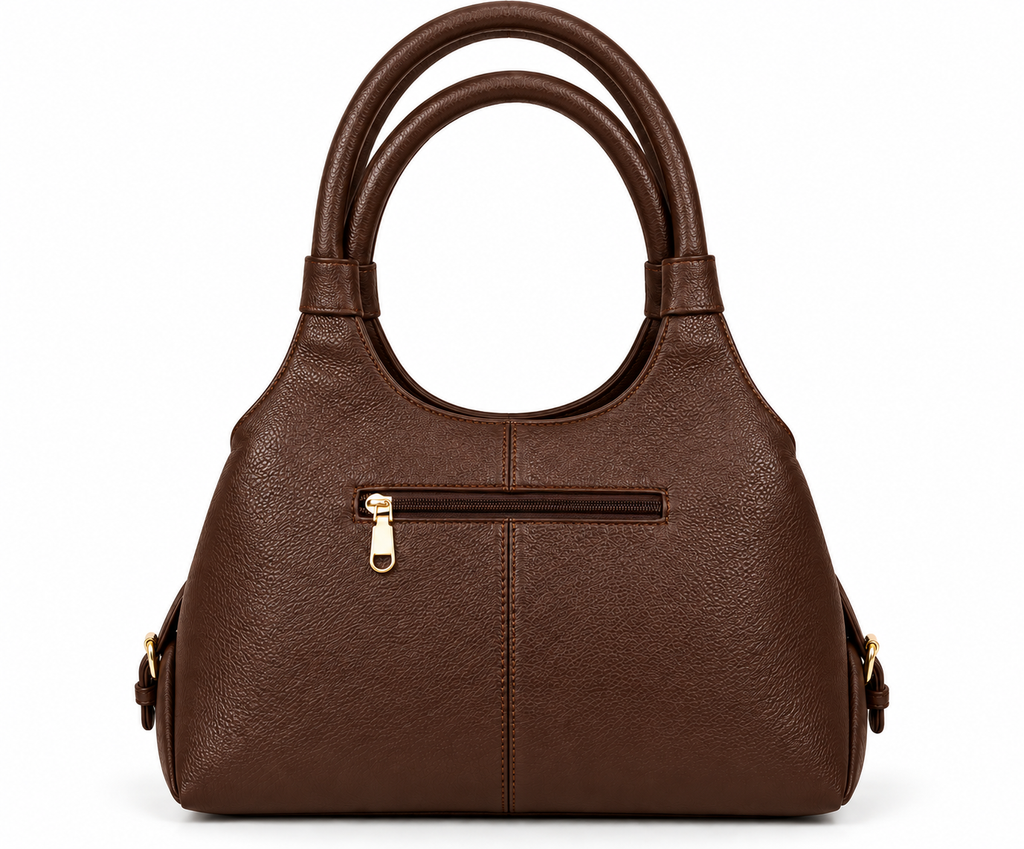 Kanelys Women Black Handbag | Premium Textured Shoulder Bag with Top Zip Closure & Gold-Tone Hardware