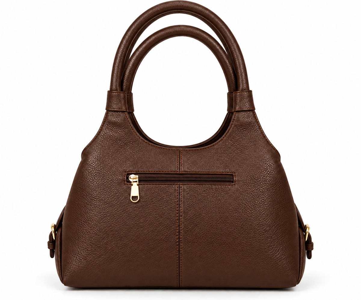 Kanelys Women Black Handbag | Premium Textured Shoulder Bag with Top Zip Closure & Gold-Tone Hardware