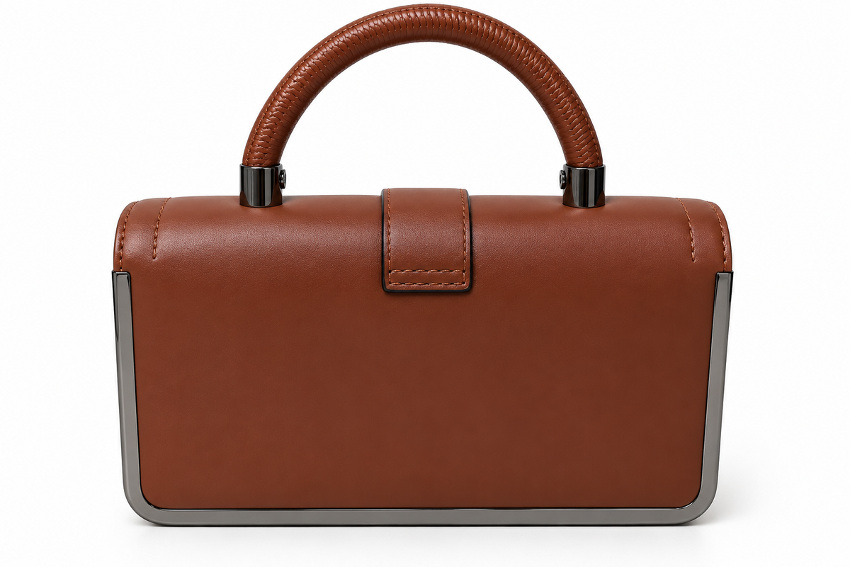 Kanelys Women Brown Satchel Bag | Structured Handbag with Detachable Printed Shoulder Strap