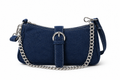 Kanelys Women’s Buckle & Chain Decor Denim Baguette Shoulder Bag
