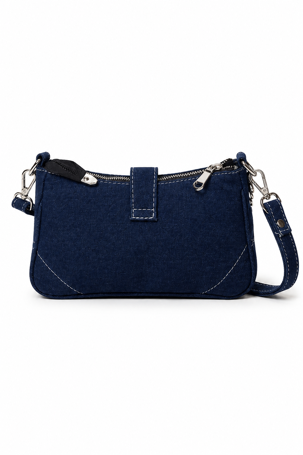 Kanelys Women’s Buckle & Chain Decor Denim Baguette Shoulder Bag