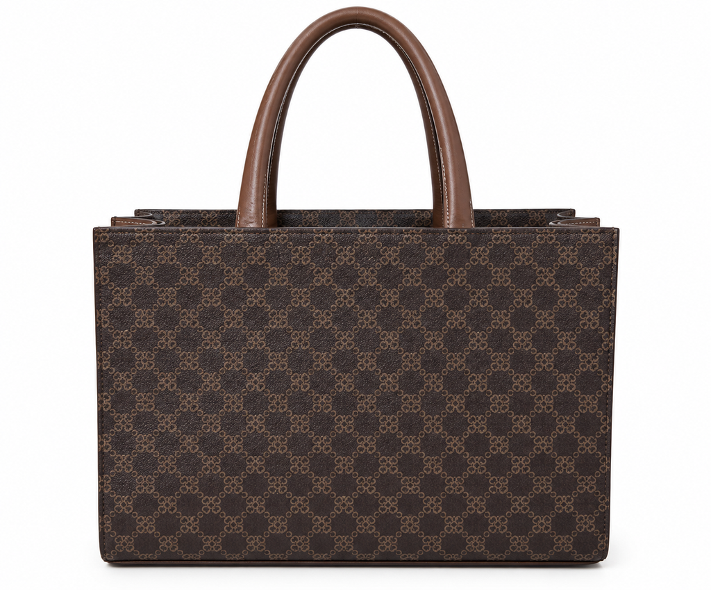 Kanelys Women Brown Tote Bag | Stylish Printed Handbag with Detachable Shoulder Strap